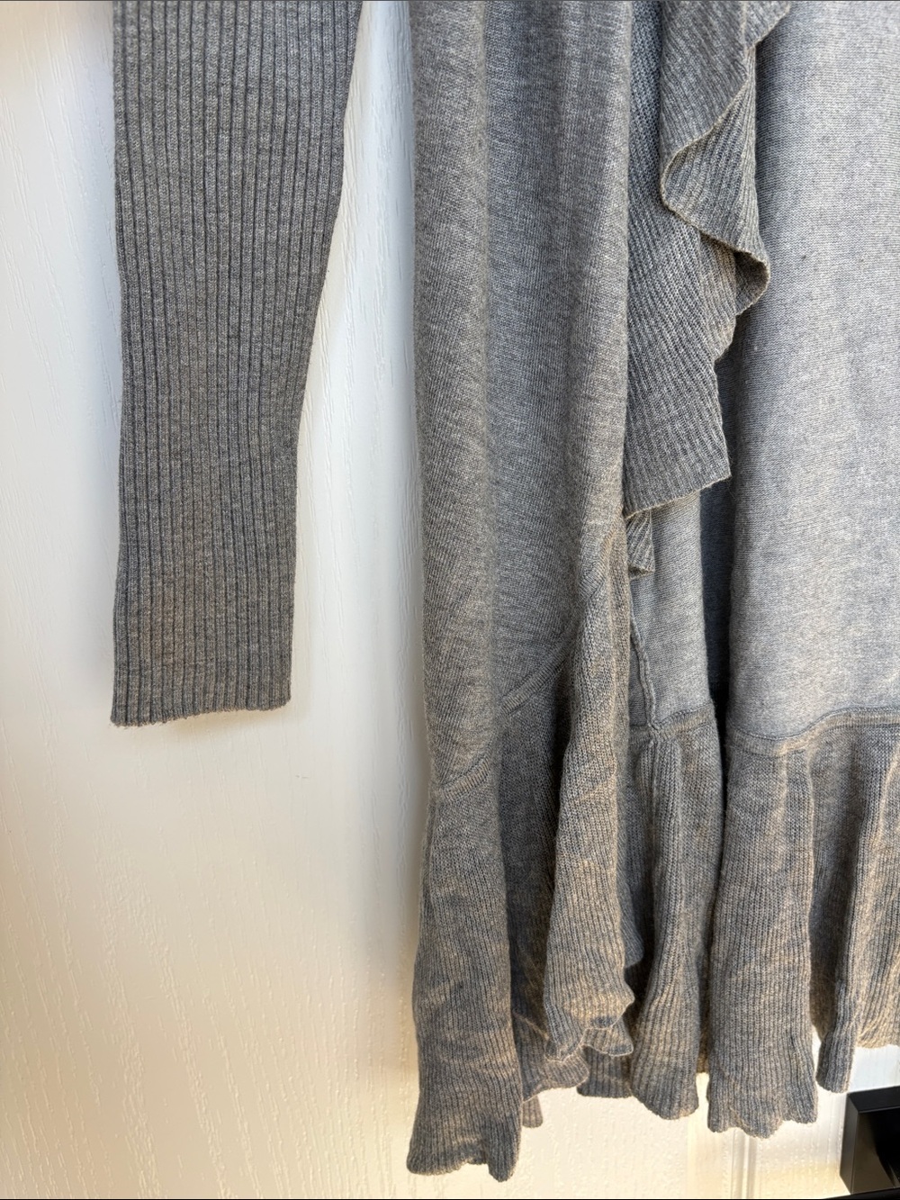 Linea Donatella Gray Ruffle-Trim Open Cardigan - Picture 4 of 10